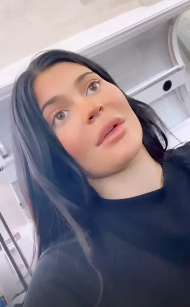Kylie Jenner speaking about being six weeks postpartum on her IG stories