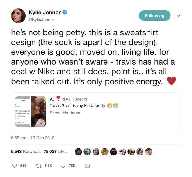 Kylie defended Travis and claimed he's patched things up with West.