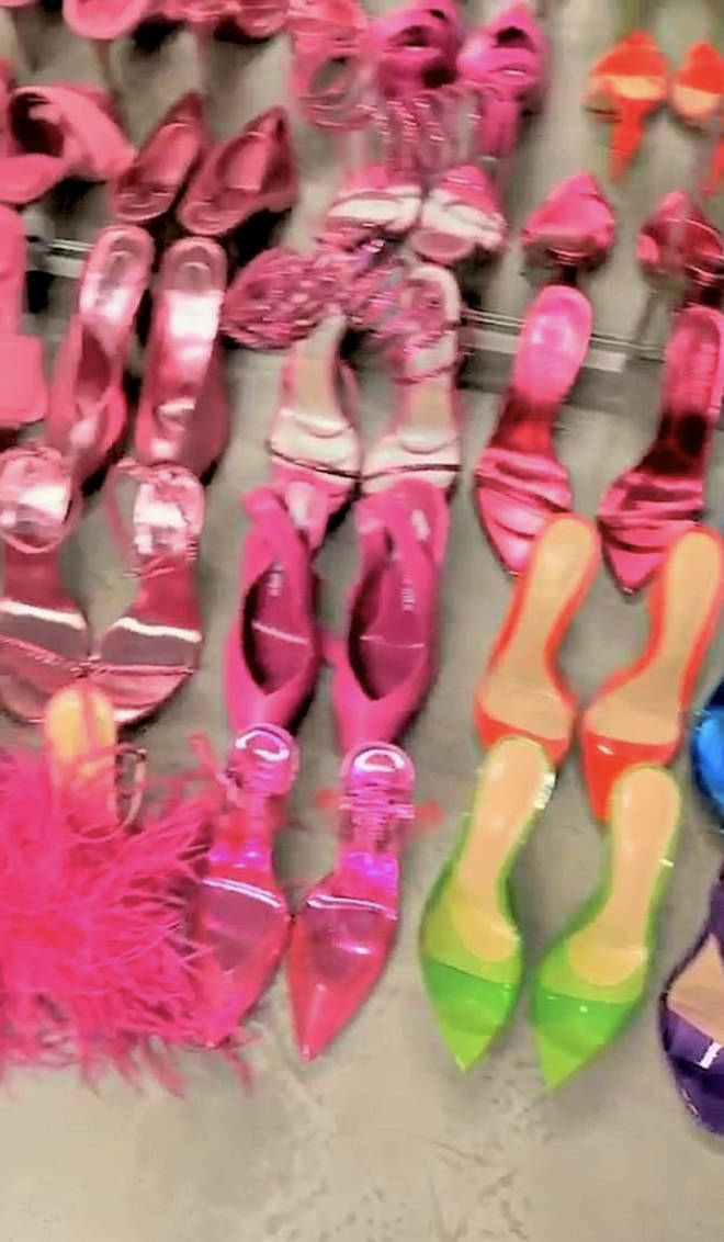 The star has several perspex coloured heels in her collection.