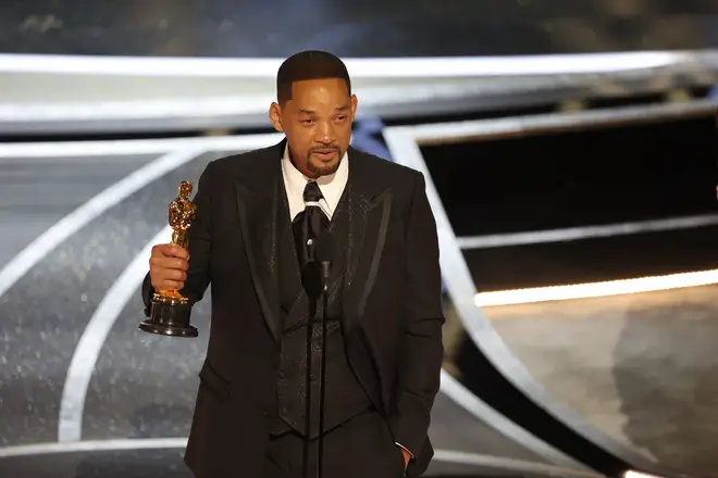 Will Smith accepts the award for Best Actor in a Leading Role for "King Richard" during the show  at the 94th Academy Awards at the Dolby Theatre at Ovation Hollywood on Sunday, March 27, 2022