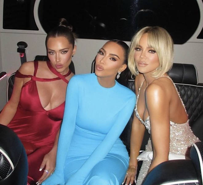 Khloe Kardashian (R) was spotted with Stassie and her sister Kim on the night of the Vanity Fair Oscars Party