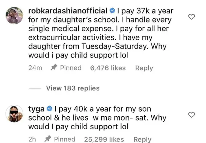 Rob Kardashian and Tyga clap back at Blac Chyna's tweets claiming she gets 'no support'