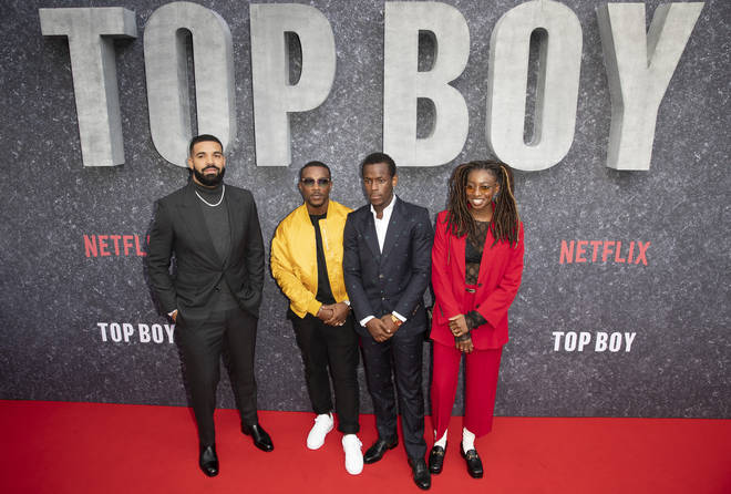 Drake, Ashley Walters, Micheal Ward and Simbiatu Ajikawo attend the "Top Boy" UK Premiere at Hackney Picturehouse on September 04, 2019 in London, England