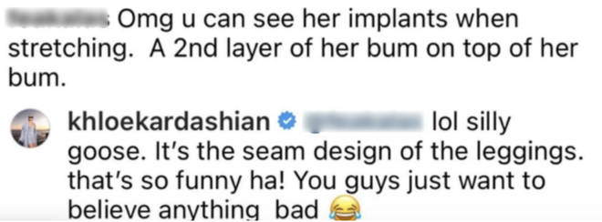Khloe Kardashian responds to fan on Instagram.