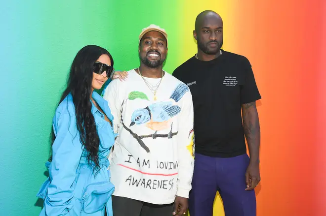 Kim Kardashian, Kanye West and Virgil Abloh after the Louis Vuitton Menswear Spring/Summer 2019 show as part of Paris Fashion Week on June 21, 2018 in Paris, France