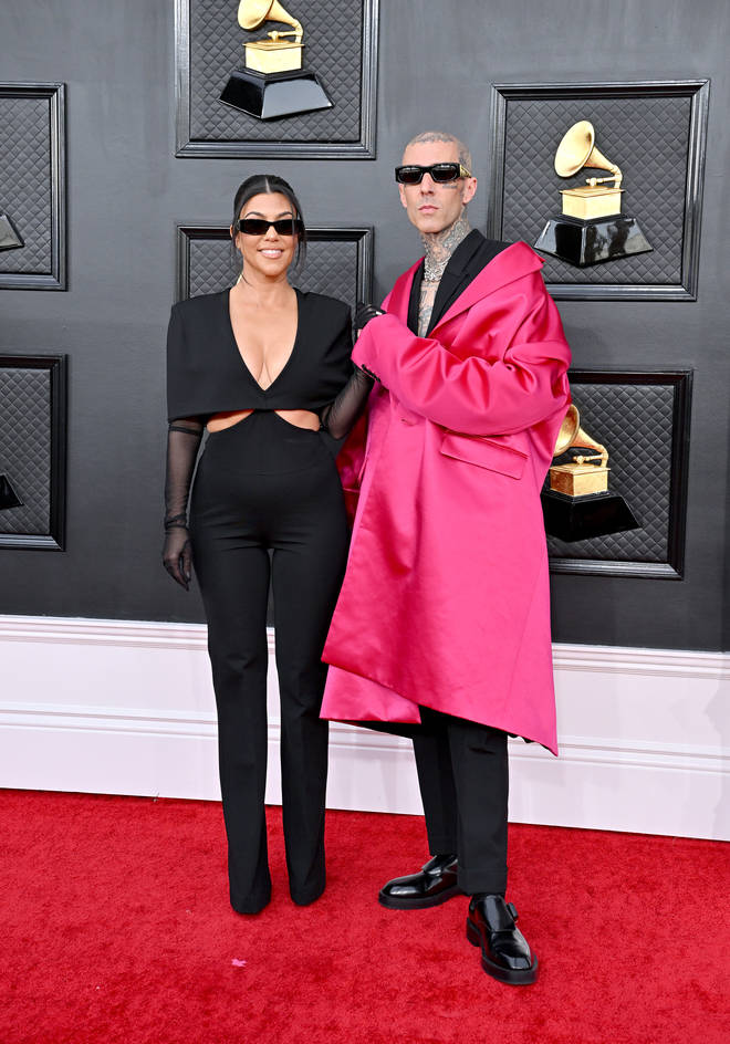 Kourtney Kardashian and Travis Barker attend the 64th Annual GRAMMY Awards at MGM Grand Garden Arena on April 03, 2022 in Las Vegas, Nevada
