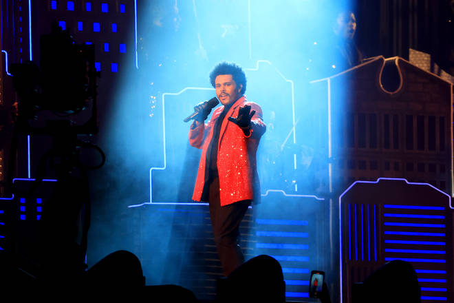 The Weeknd performs during the Pepsi Super Bowl LV Halftime Show at Raymond James Stadium on February 07, 2021 in Tampa, Florida