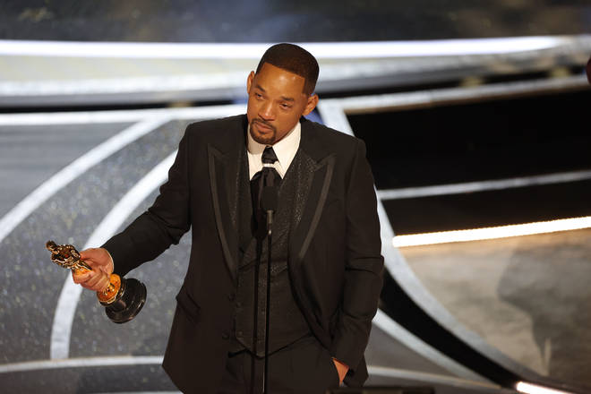 Will Smith accepts the award for Best Actor in a Leading Role for "King Richard" during the show  at the 94th Academy Awards at the Dolby Theatre at Ovation Hollywood on Sunday, March 27, 2022