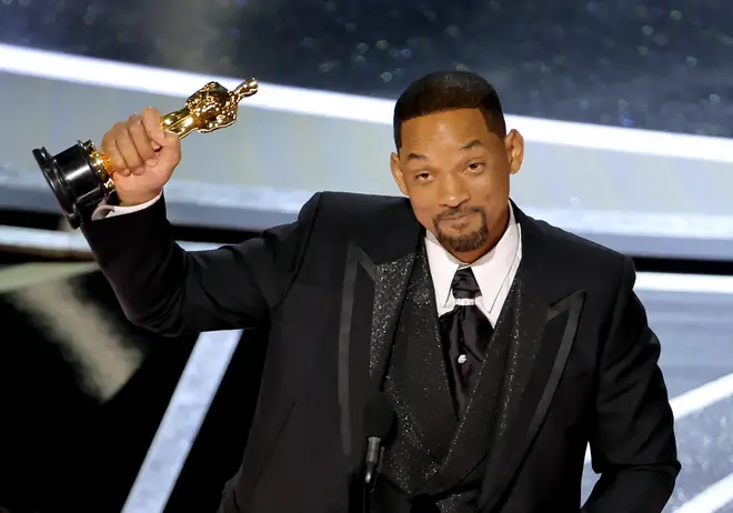 Will Smith accepts the Actor in a Leading Role award for ‘King Richard’ at the Oscars