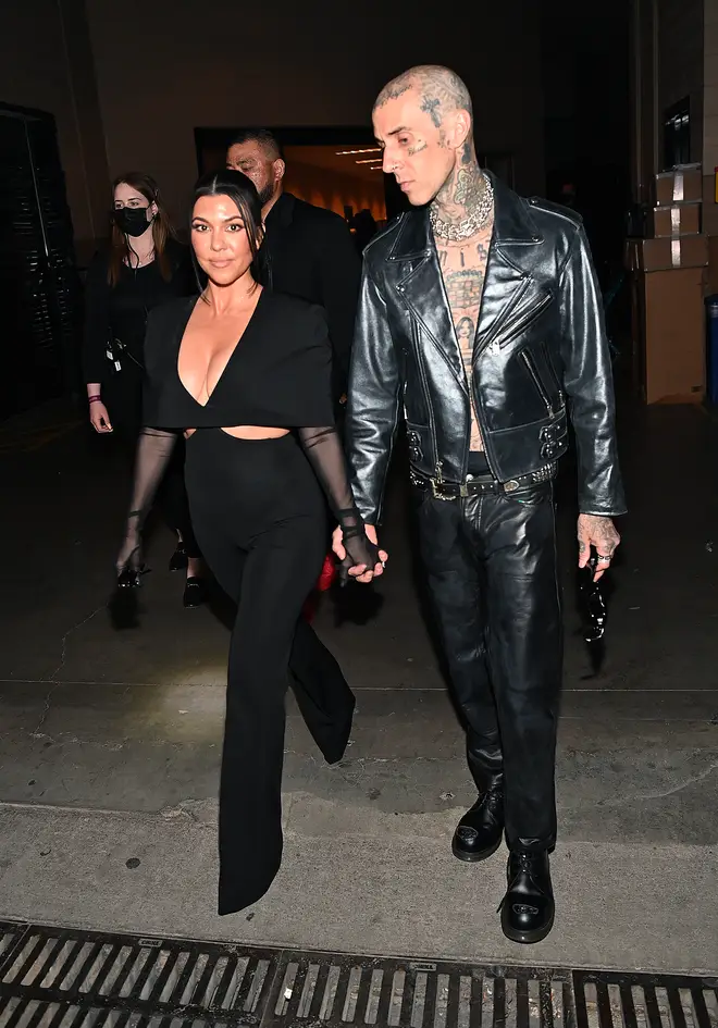 Kourtney Kardashian and Travis Barker attend the 64th Annual GRAMMY Awards at MGM Grand Garden Arena on April 03, 2022 in Las Vegas, Nevada