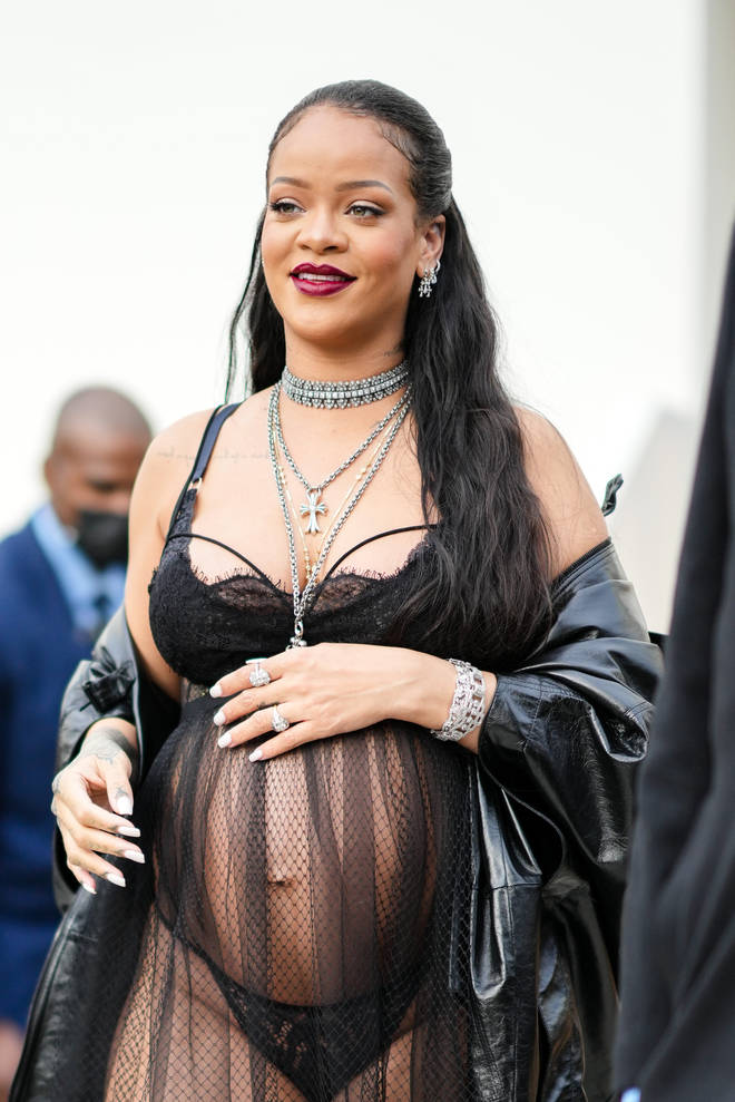 Rihanna is seen outside the Dior show, during Paris Fashion Week - Womenswear F/W 2022-2023, on March 01, 2022 in Paris, France