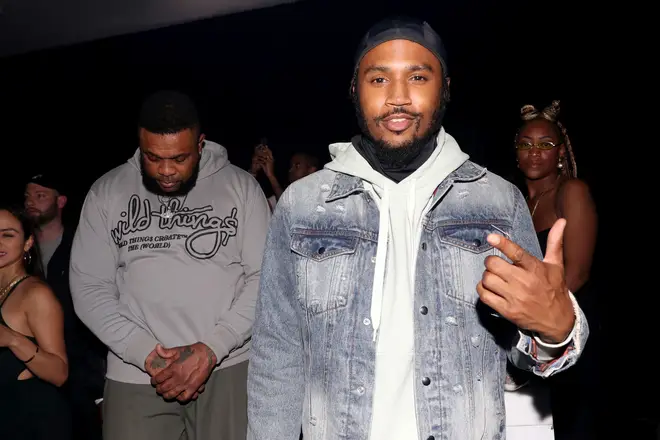 Trey Songz attends Pusha T It's Almost Dry Album Listening Event In NYC at Studio 525 on April 20, 2022 in New York City