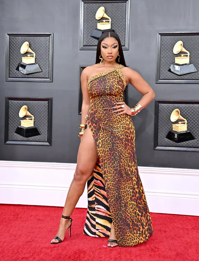 Megan Thee Stallion attends the 64th Annual GRAMMY Awards at MGM Grand Garden Arena on April 03, 2022 in Las Vegas, Nevada