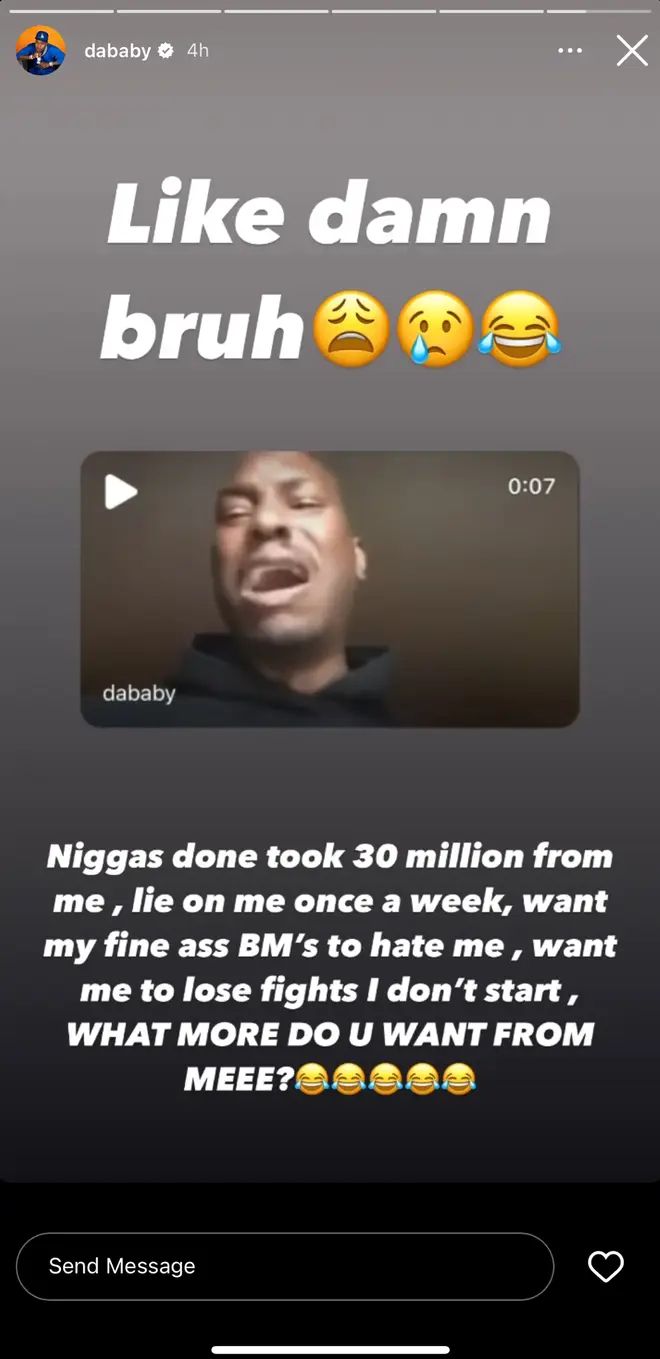 DaBaby responding to the surfacing of the video