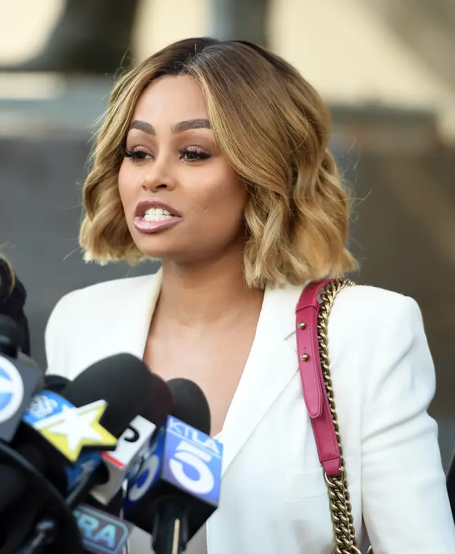 lac Chyna speaks during a pre-court hearing press conference at Los Angeles Superior Court on July 10, 2017 in Los Angeles, California