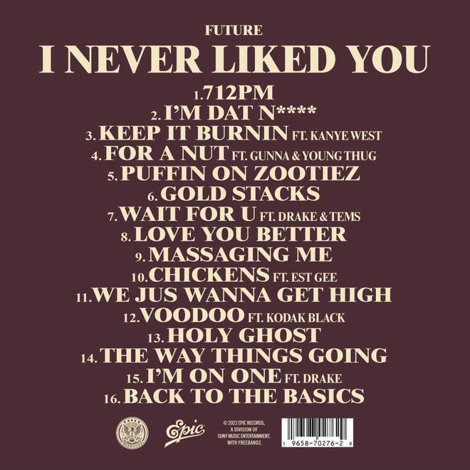 Future's tracklist for his new album 'I Never Liked You'