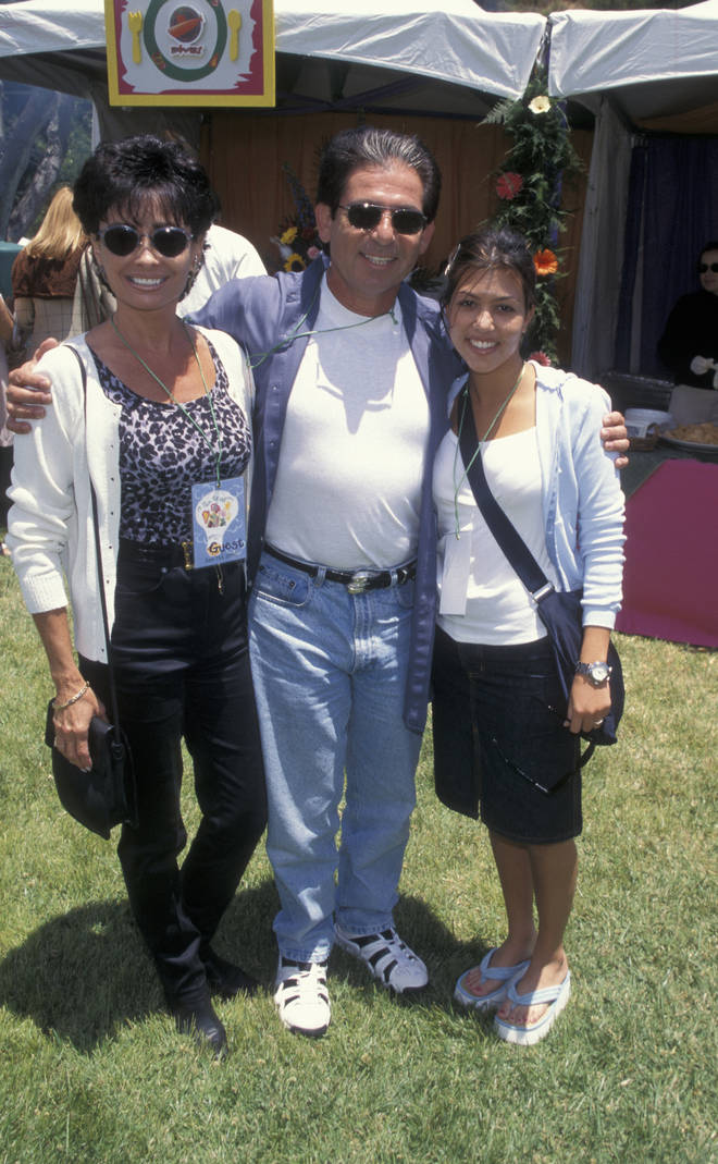 Robert Kardashian and daughter Kourtney Kardashian attending Nineth Annual 'A Time For Heroes' E. Glaser Pediatric AIDS Association Benefit on June 7, 1998 at Ken Roberts home in Brentwood, California