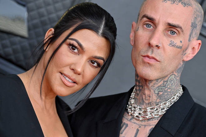 Kourtney Kardashian and Travis Barker attend the 64th Annual GRAMMY Awards at MGM Grand Garden Arena on April 03, 2022 in Las Vegas, Nevada