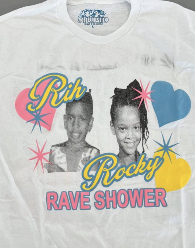 Guests who attended Rihanna and A$AP Rocky's 'rave shower' received these special T-Shirts.