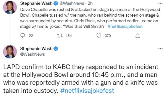 LAPD confirmed they responded to the incident at the Hollywood Bowl around 10:45pm