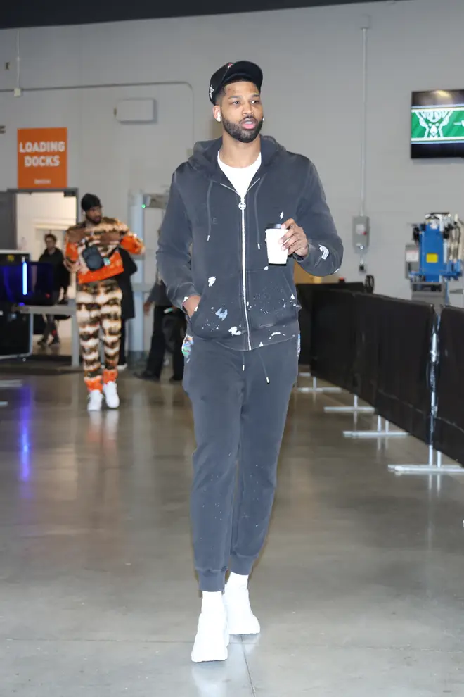 Tristan Thompson #3 of the Chicago Bulls arrives to the arena before Round 1 Game 5 of the 2022 NBA Playoffs against on April 27, 2022 at United Center in Chicago, Illinois