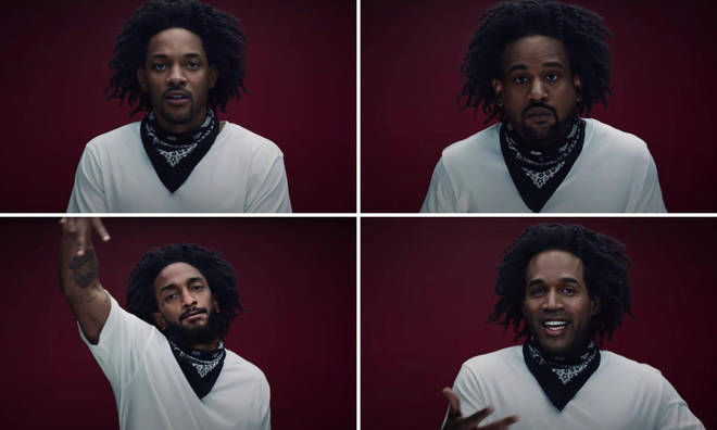 Kendrick Lamar as Kanye West, Nipsey Hussel, OJ Simpson and Will Smith in his new video for 'The Heart Part 5'