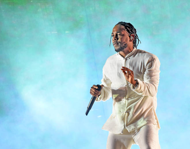 Kendrick Lamar performs on the Coachella Stage during day three (weekend 2) of the Coachella Valley Music And Arts Festival on April 23, 2017 in Indio, California.