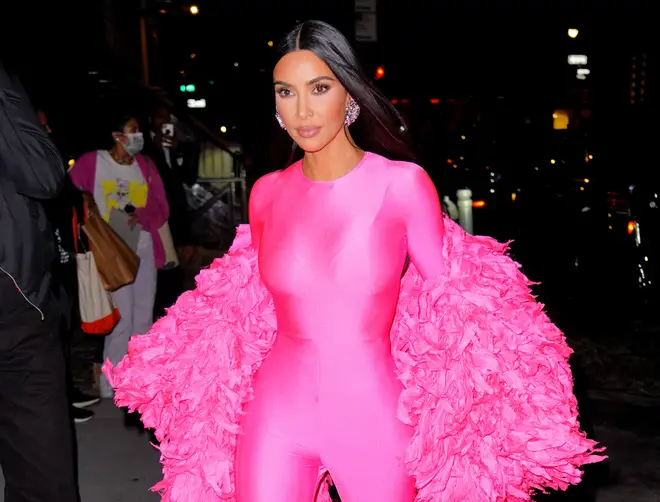 Kim Kardashian arrives at SNL afterparty on October 10, 2021 in New York City