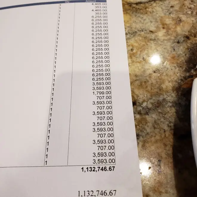 The first bill totalled over a million by itself...