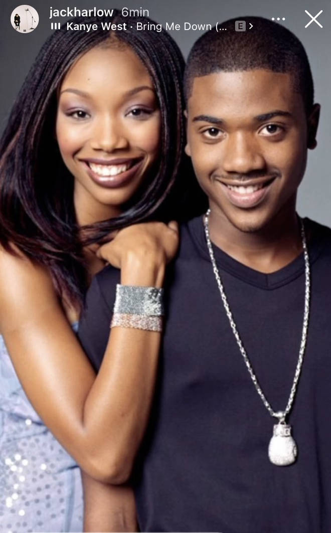 Jack Harlow jokingly sharing a picture of Brandy and Ray J on his IG stories