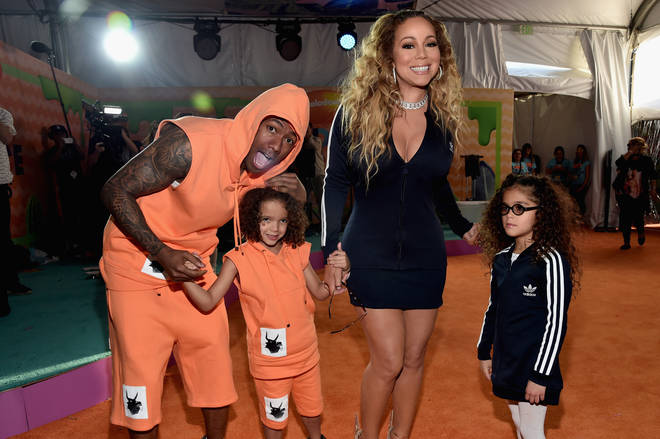 Nick Cannon, Moroccan Scott Cannon, singer Mariah Carey and Monroe Cannon at Nickelodeon's 2017 Kids' Choice Awards at USC Galen Center on March 11, 2017 in Los Angeles, California