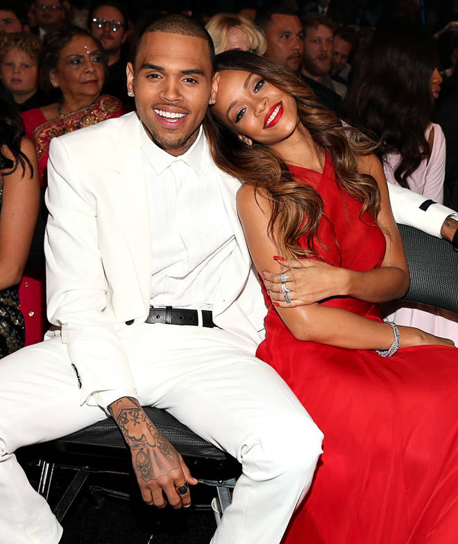 Chris Brown and Rihanna attend the 55th Annual GRAMMY Awards at STAPLES Center on February 10, 2013 in Los Angeles, California
