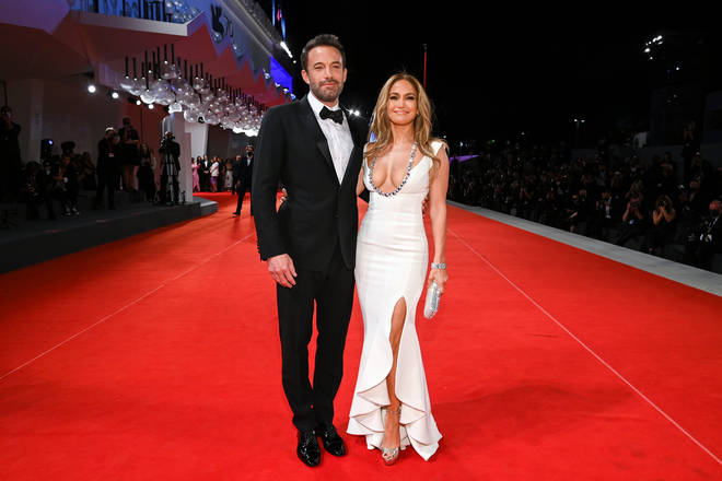 en Affleck and Jennifer Lopez attend the red carpet of the movie "The Last Duel" during the 78th Venice International Film Festival on September 10, 2021 in Venice, Italy