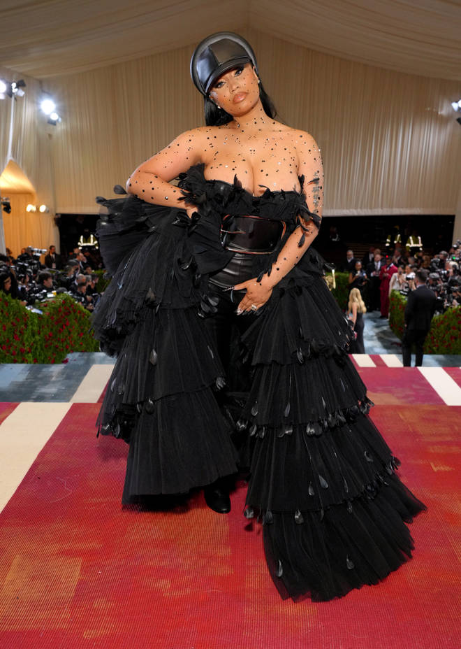 Nicki Minaj arrives at The 2022 Met Gala Celebrating "In America: An Anthology of Fashion" at The Metropolitan Museum of Art on May 02, 2022 in New York City