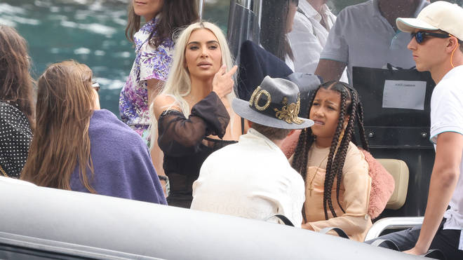 Kim Kardashian and North West were spotted arriving for lunch at the Abbey of San Fruttuoso on May 21, 2022 in Portofino, Italy
