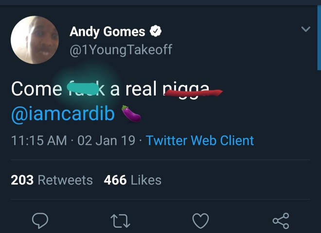Takeoff appeared to message Cardi B after his Twitter was hacked