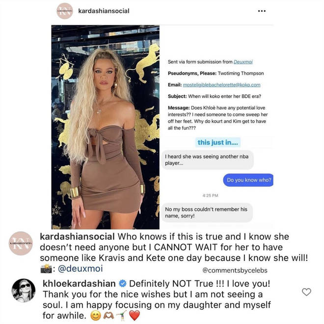 Khloe shutting down the rumours that she is dating another NBA player