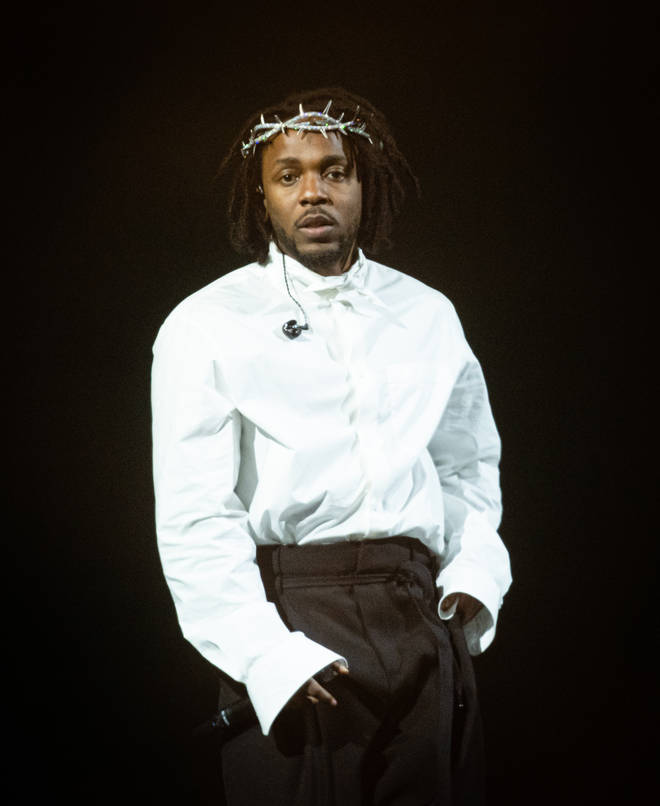 Kendrick Lamar performing at Glastonbury