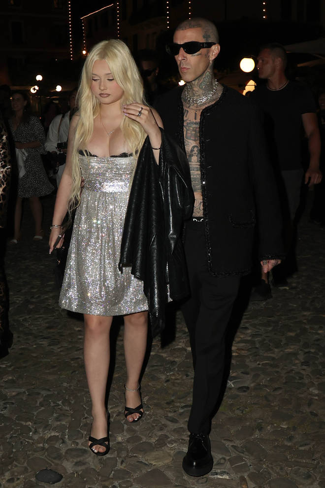 Travis Barker and his daughter Alabama in Italy last month