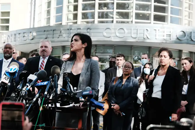 Jacquelyn Kasulis, the acting US Attorney speaks to the media after the federal jury announced it found R Kelly guilty of racketeering and sex trafficking.