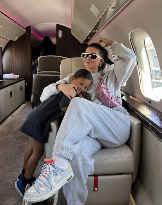 Kylie and daughter Stormi on a private jet
