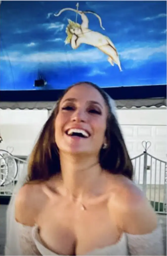 Jennifer smiling as she weds Ben Affleck in Las Vegas