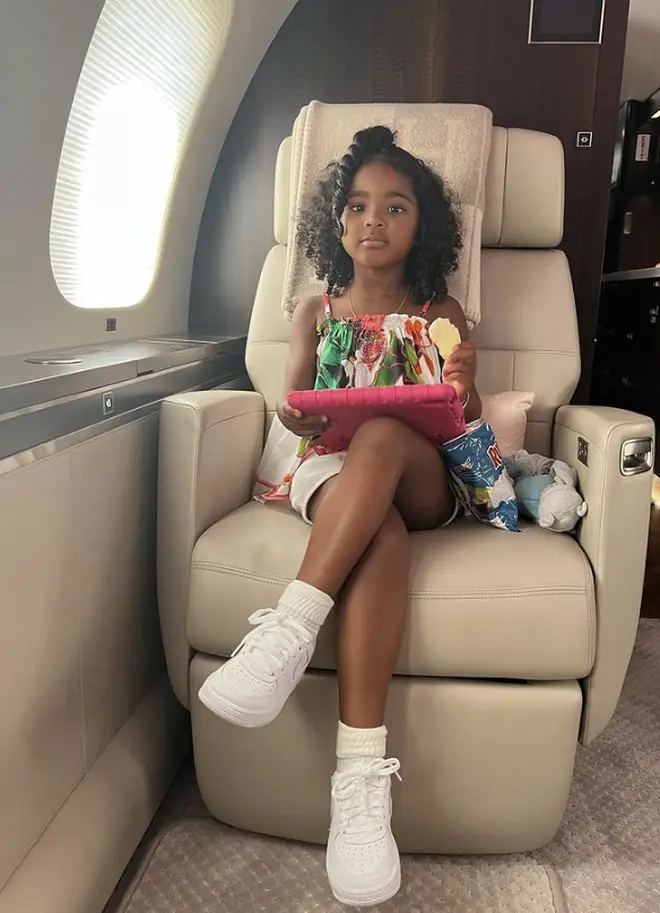 Despite the controversy around private jet usage, Khloé recently posted an image of daughter True on a jet.
