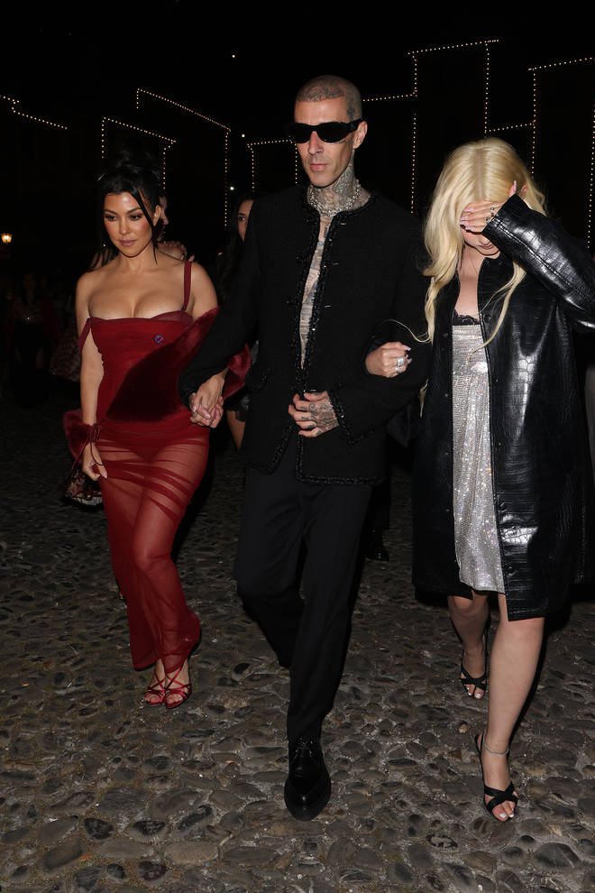 Alabama pictured with her dad Travis Barker and Kourtney Kardashian earlier this year.