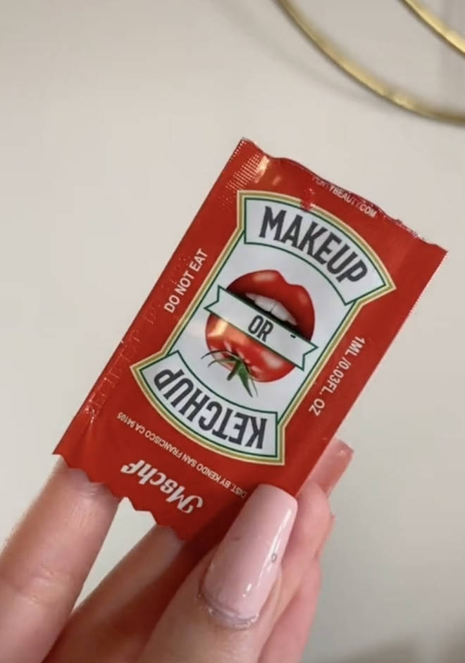 A packet either contains an exclusive shade of lipgloss, or ketchup.