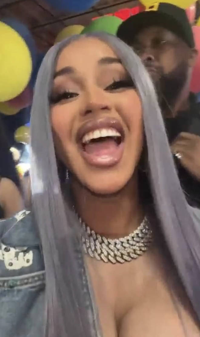 The Bodak Yellow rapper shared lots of content from Wave's party.