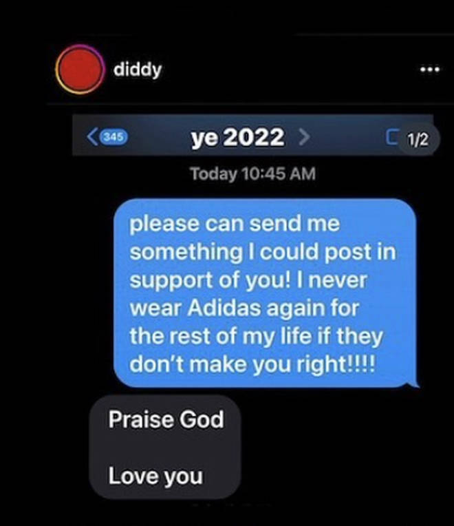 Diddy's response to the Adidas and Kanye drama.