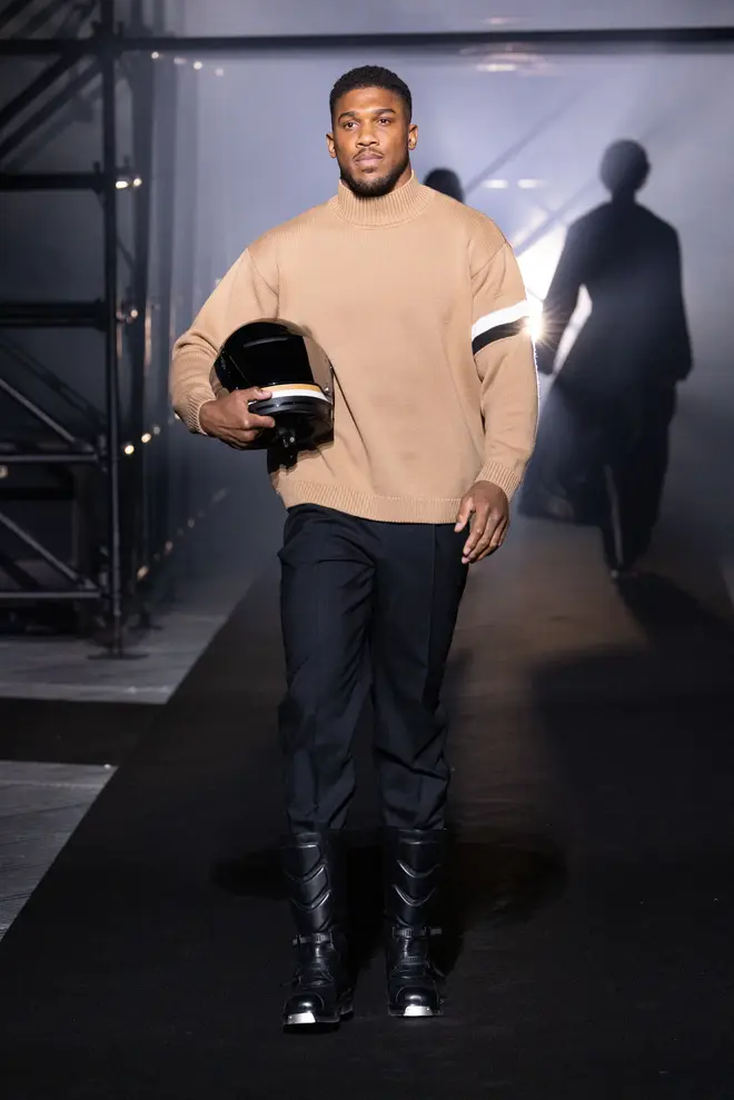 Anthony Joshua pictured recently modelling at Milan Fashion Week.