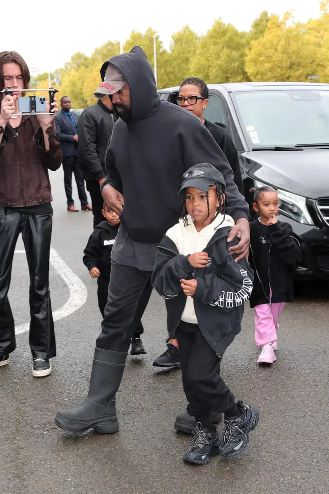 Kanye and his kids in Paris.