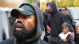 Kanye West spotted with 'mysterious red marks' on his face at Balenciaga show